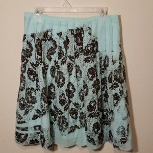 Free People Floral Pleated A-line Skirt Size 4 beach boho summer cottage party